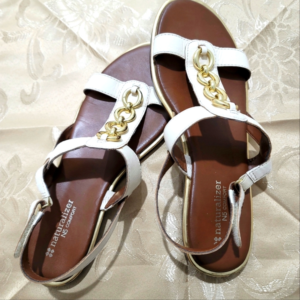 Naturalizer N5 Harrison Comfort White Gladiator Sandles Size 6.5 M